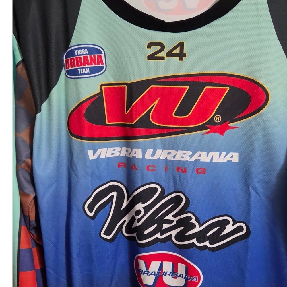 Vibra Urbana Racing Jersey Mens Large Blue Teal Excellent Reggaeton Festival - Picture 2 of 8